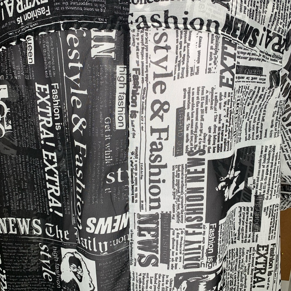Live 4 Truth NWOT Newspaper Black & White Print Kimono-Cover Long Sleeve Size 3X - Picture 9 of 12